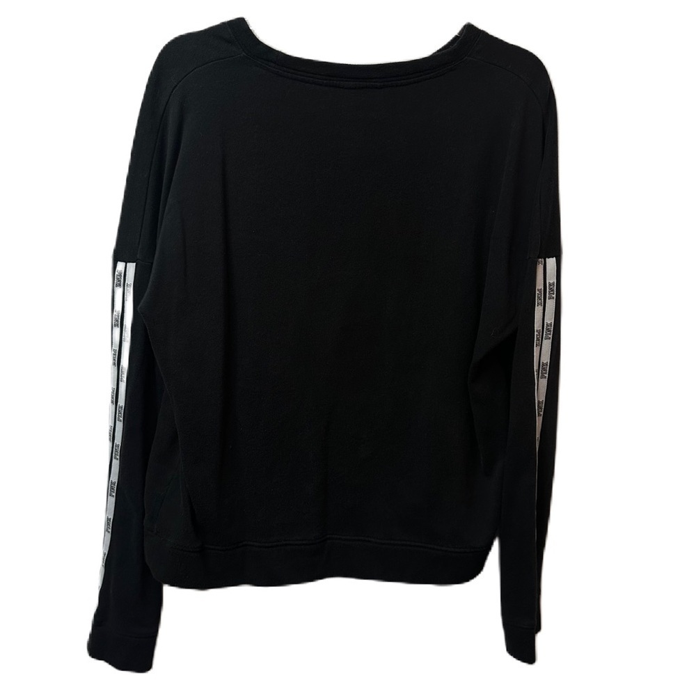 PINK Victoria Secret Black Logo Crewneck Sweatshirt Long Sleeve Size Medium - Picture 3 of 13
